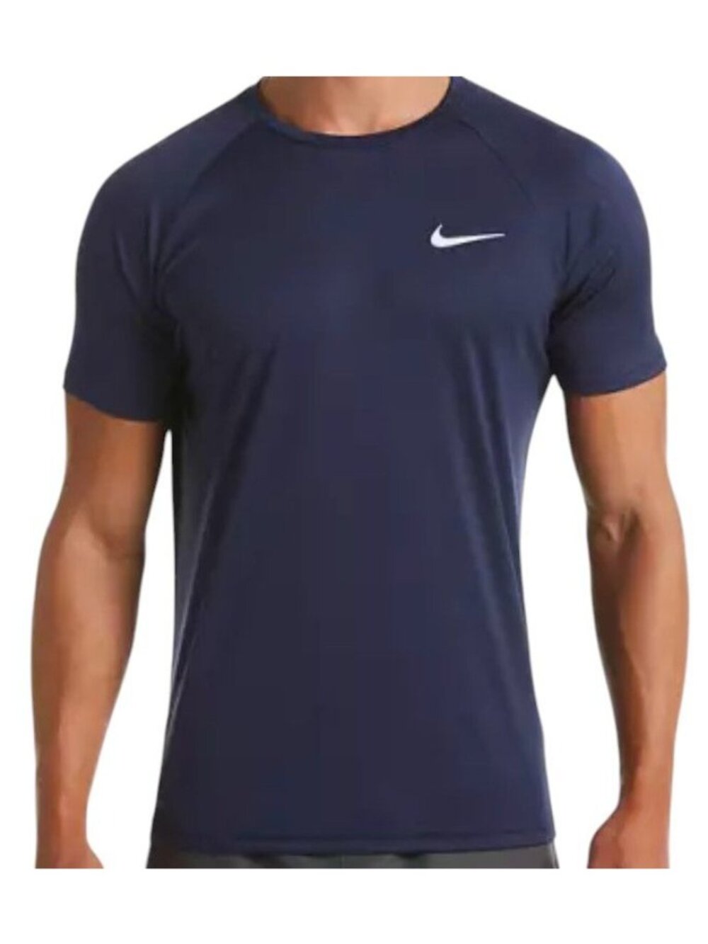Nike Swim Navy Essential Short Sleeve Hydroguard NESSA586-440 Mens L NEW w/ Tags